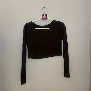 Black Long Sleeve Crop Top